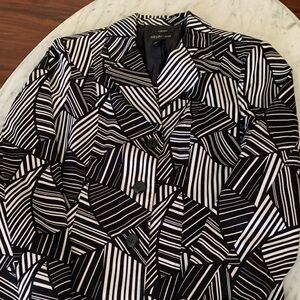 Style & Company Geometric Black and White Blazer
